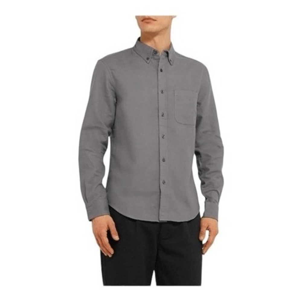Club Monoco Chemise Flannel Button Down Shirt Light Gray Knit‎ Long Sleeve XS
